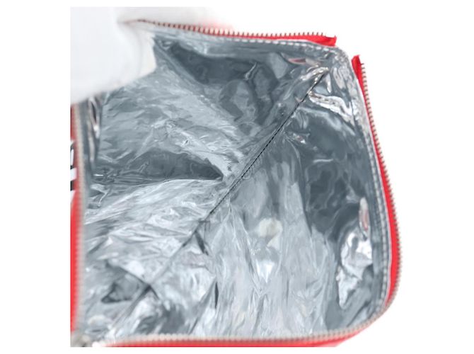 BALENCIAGA Chips Bag Clutch Bag Beschichtetes Canvas Rot Silber Auth 196449SAM - Ansicht 19