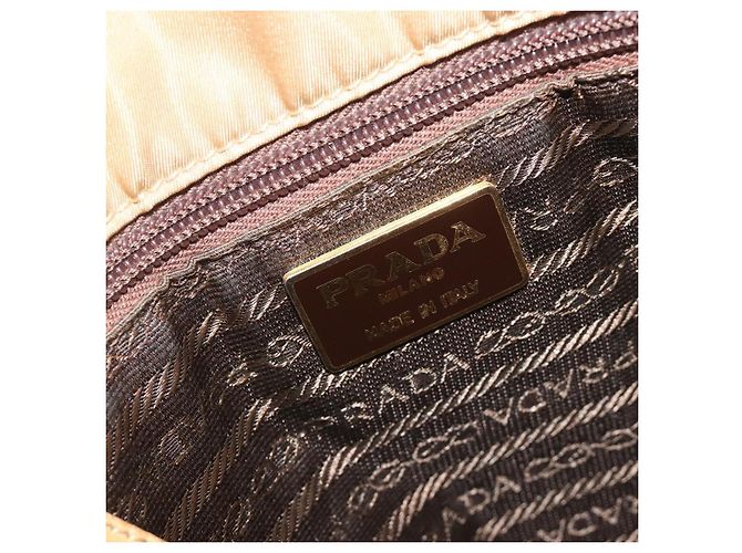 PRADA Chain Tote Bag Nylon Beige Gold Auth 194329 Golden - Ansicht 18