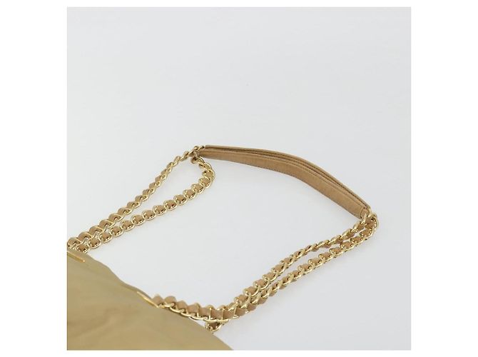 PRADA Chain Tote Bag Nylon Beige Gold Auth 194329 Golden - Ansicht 8