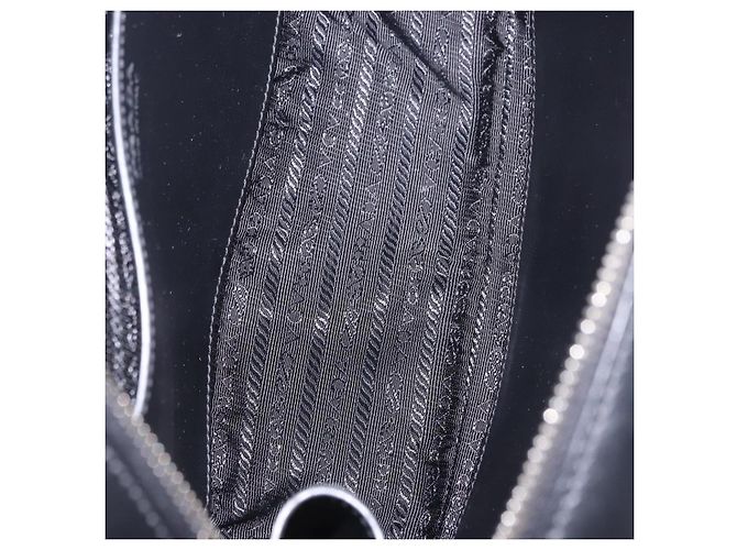 Sac à main PRADA en cuir 2 voies Noir Argent Auth ka5717M Argenté - vue 10