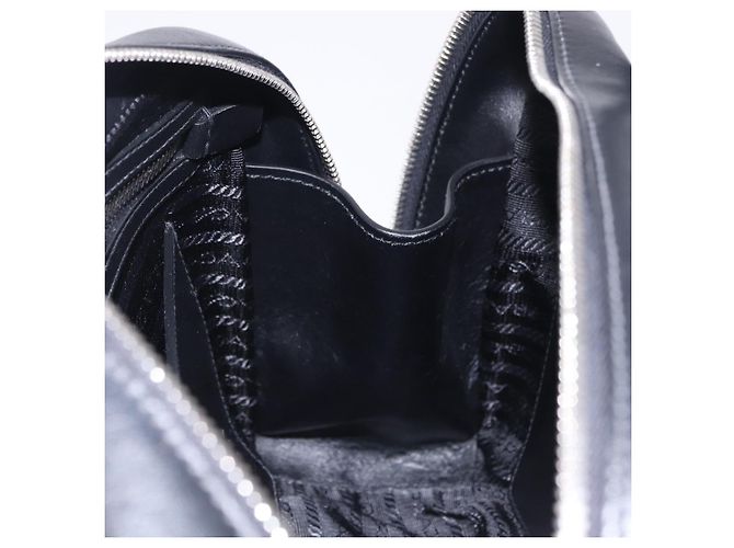 Sac à main PRADA en cuir 2 voies Noir Argent Auth ka5717M Argenté - vue 24