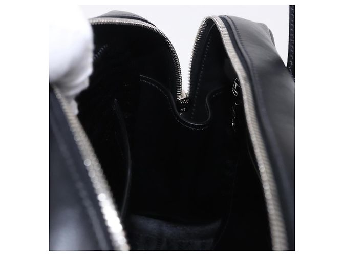 Sac à main PRADA en cuir 2 voies Noir Argent Auth ka5717M Argenté - vue 25
