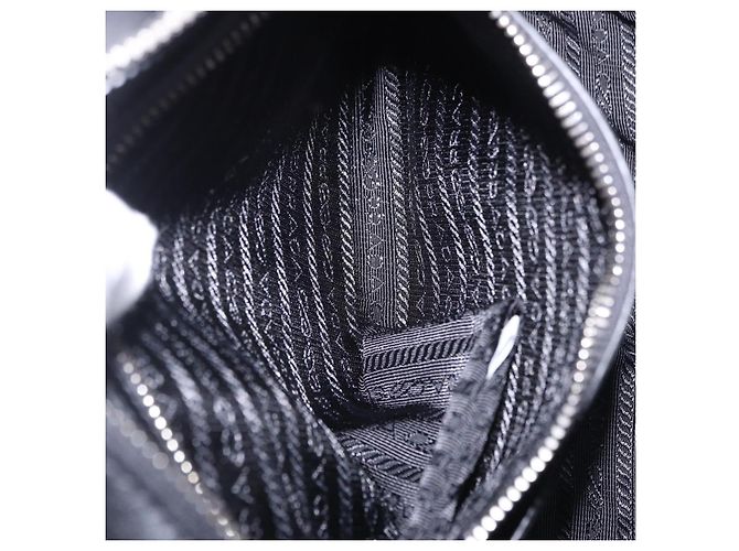 Sac à main PRADA en cuir 2 voies Noir Argent Auth ka5717M Argenté - vue 27