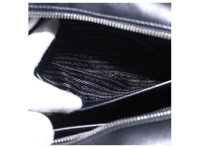 Sac à main PRADA en cuir 2 voies Noir Argent Auth ka5717M Argenté - vue 28