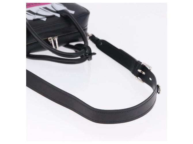Sac à main PRADA en cuir 2 voies Noir Argent Auth ka5717M Argenté - vue 8