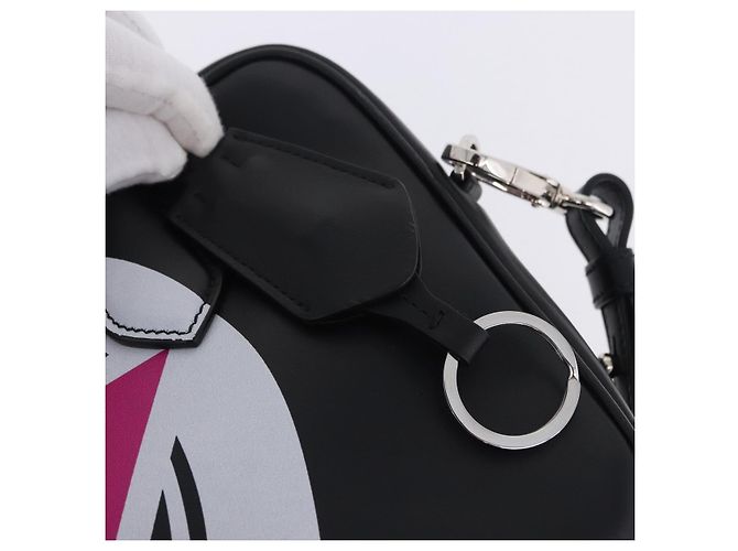 Sac à main PRADA en cuir 2 voies Noir Argent Auth ka5717M Argenté - vue 9