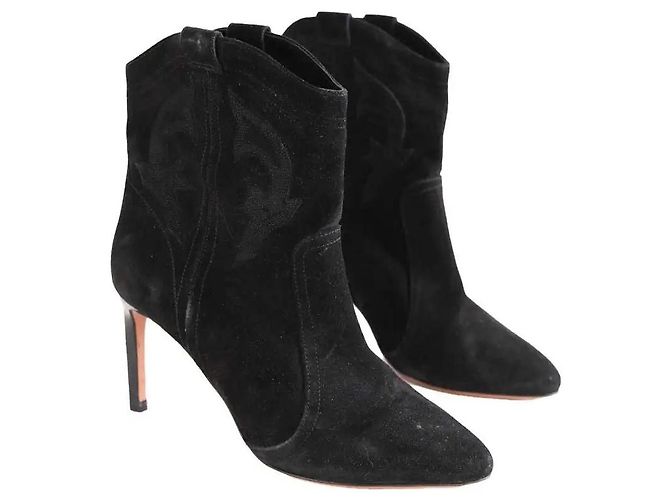 Stivali western Ba&Sh in camoscio nero - vista 3