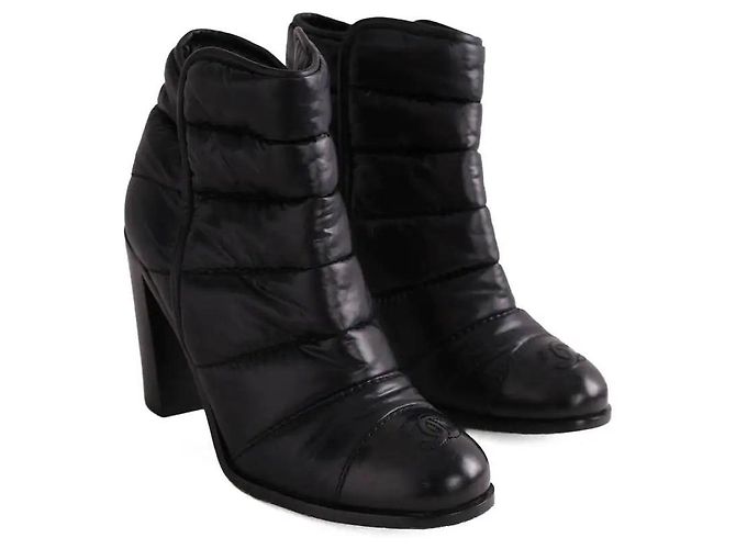 Chanel Black Cloth Ankle Boots - view 3