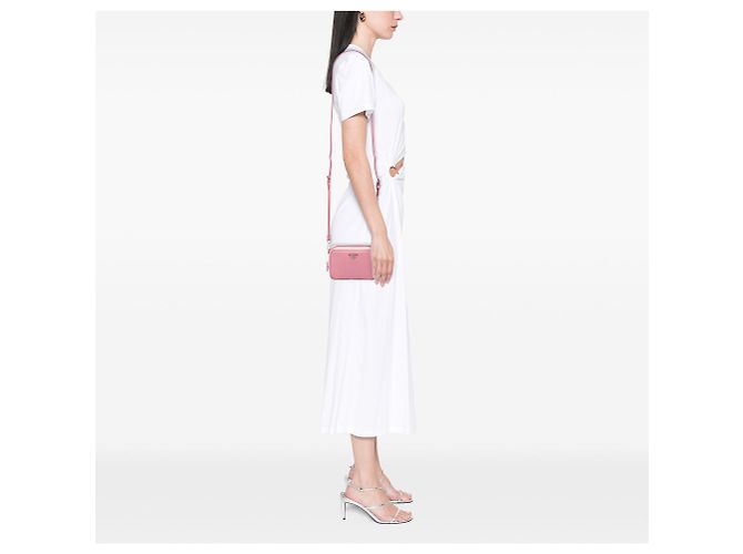 Mini borsa a tracolla Prada Saffiano Lux rosa - vista 6