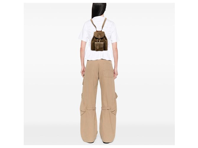 Bamboo Zaino Gucci in camoscio marrone con bambù - vista 6