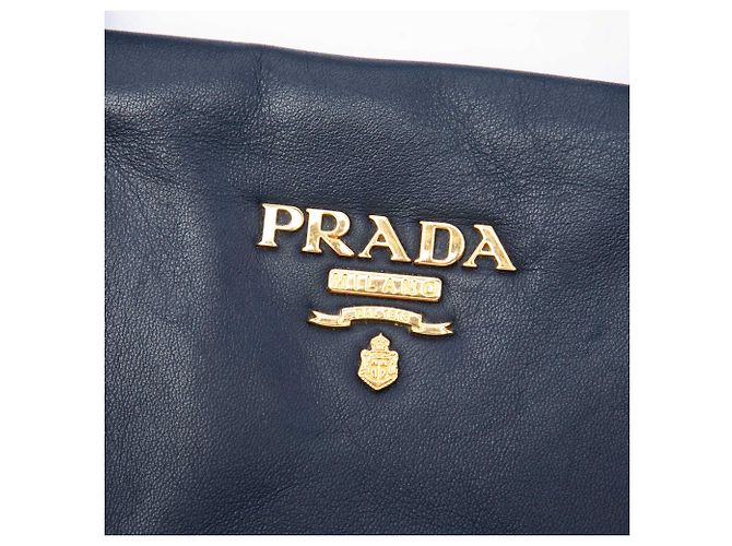 Borsa Shopping Prada in vitello morbido blu - vista 5