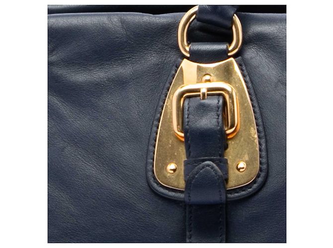 Borsa Shopping Prada in vitello morbido blu - vista 6