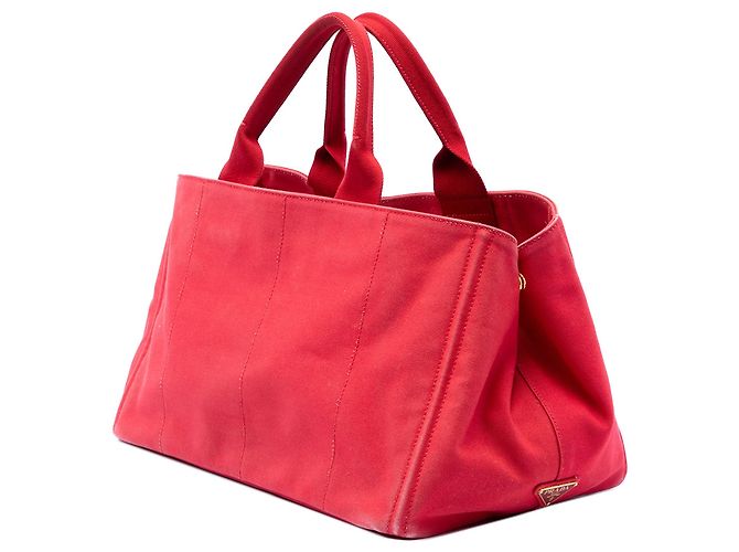 Borsa Tote Satchel Prada Large Canvas Canapa Logo rossa Rosso - vista 2