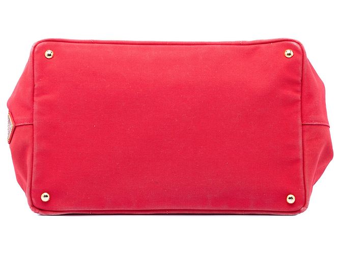 Borsa Tote Satchel Prada Large Canvas Canapa Logo rossa Rosso - vista 3