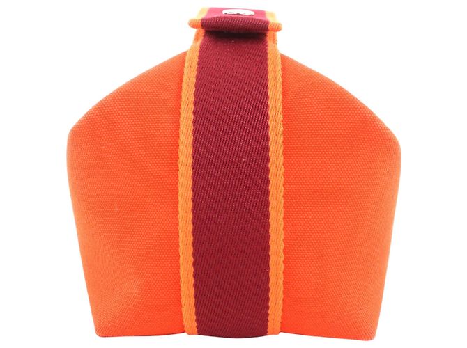 Borsa Vanity Case Hermès Small Toile Bride A Brac Arancione - vista 12