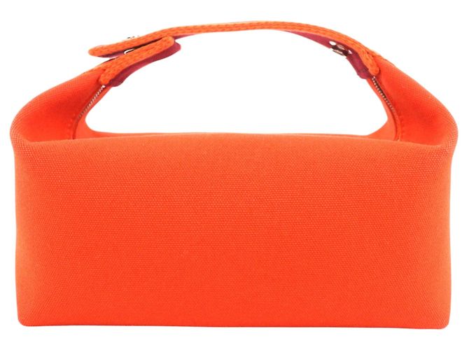 Borsa Vanity Case Hermès Small Toile Bride A Brac Arancione - vista 2