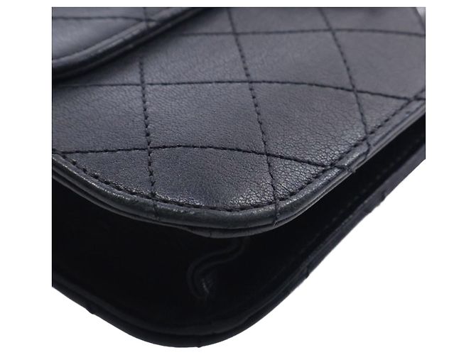 Borsa a tracolla Chanel Large Quilted Sheepskin con patta e catena frontale, Nera Nero - vista 10