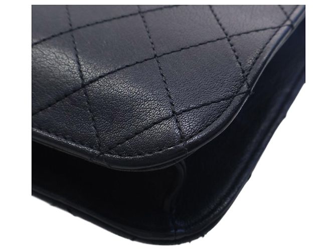 Borsa a tracolla Chanel Large Quilted Sheepskin con patta e catena frontale, Nera Nero - vista 7