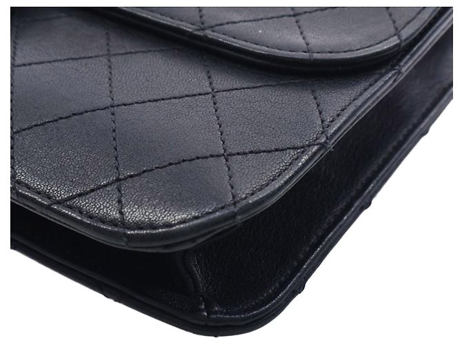 Borsa a tracolla Chanel Large Quilted Sheepskin con patta e catena frontale, Nera Nero - vista 8
