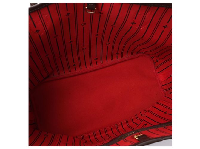 Borsa a tracolla Louis Vuitton Neverfull MM Damier Ebene in marrone N51105 Rosso - vista 11