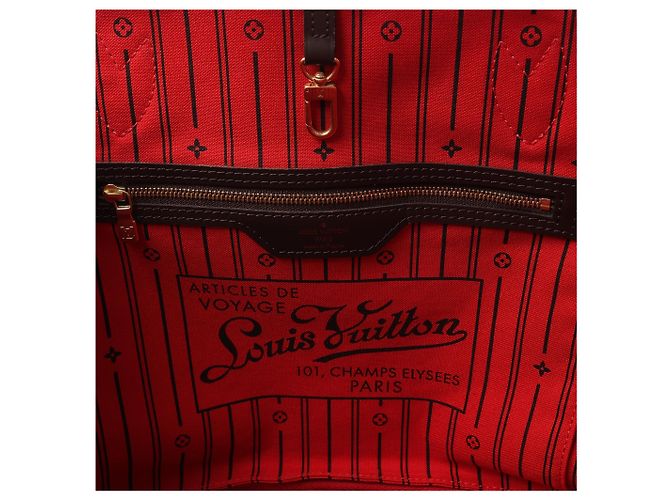 Borsa a tracolla Louis Vuitton Neverfull MM Damier Ebene in marrone N51105 Rosso - vista 12