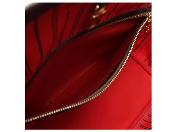 Borsa a tracolla Louis Vuitton Neverfull MM Damier Ebene in marrone N51105 Rosso - vista 14
