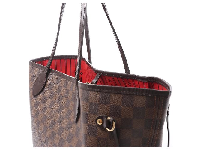 Borsa a tracolla Louis Vuitton Neverfull MM Damier Ebene in marrone N51105 Rosso - vista 3