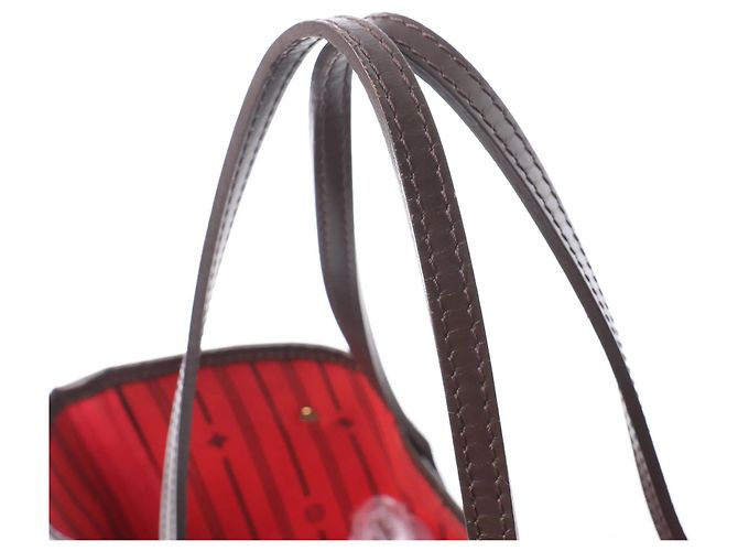Borsa a tracolla Louis Vuitton Neverfull MM Damier Ebene in marrone N51105 Rosso - vista 6
