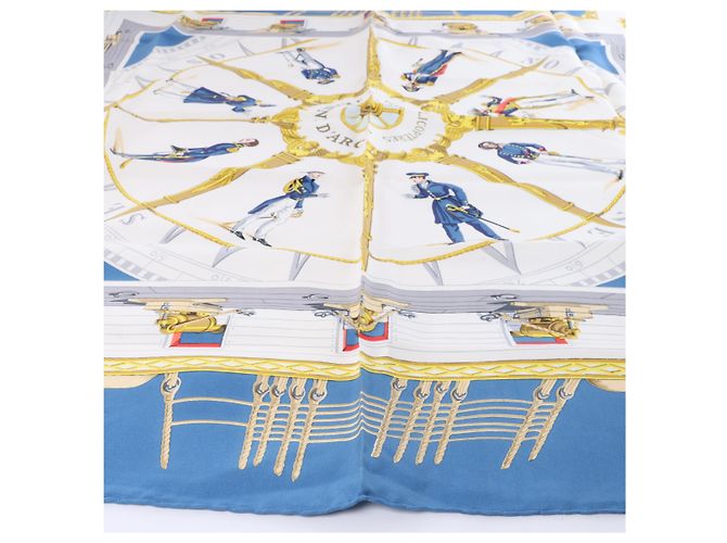 Hermès Carré 90 "PORTE HELICOPTERES JEANNE D‘ARC" Seidentuch in Blau - Ansicht 4