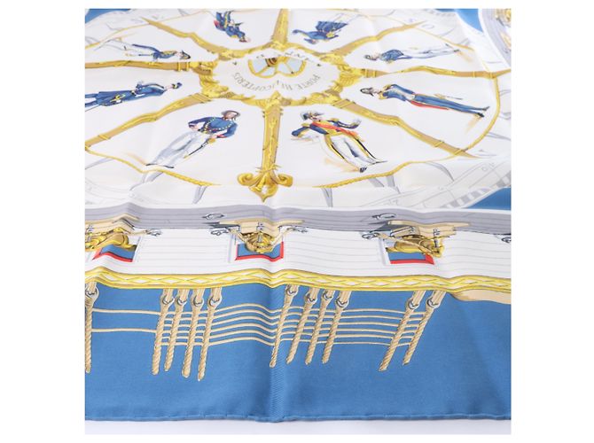 Hermès Carré 90 "PORTE HELICOPTERES JEANNE D‘ARC" Seidentuch in Blau - Ansicht 5