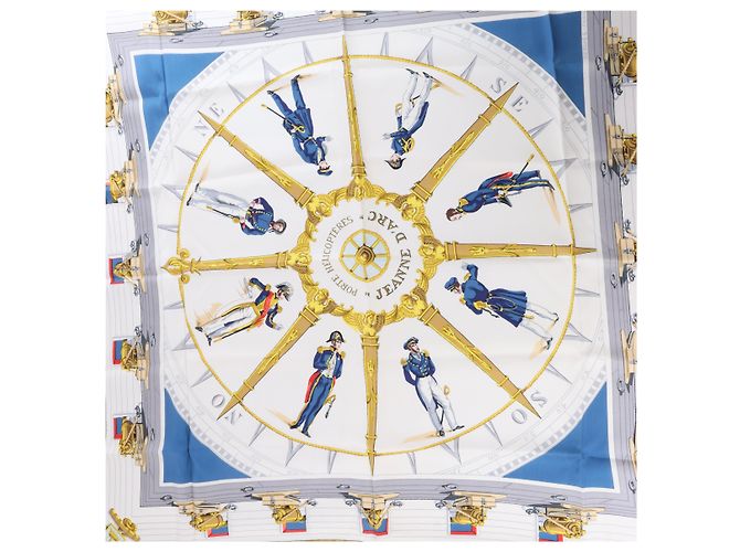 Hermès Carré 90 "PORTE HELICOPTERES JEANNE D‘ARC" Seidentuch in Blau - Ansicht 9