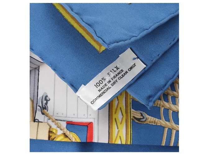 Hermès Carré 90 "PORTE HELICOPTERES JEANNE D‘ARC" Seidentuch in Blau - Ansicht 12