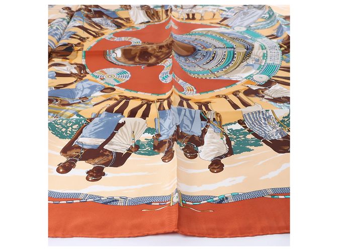 Hermès Carré 90 "PERLES DU KENYA" Seidentuch in Braun - Ansicht 4