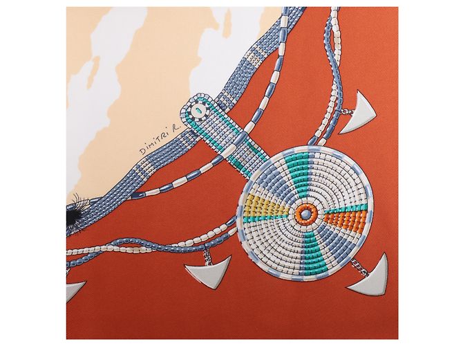 Hermès Carré 90 "PERLES DU KENYA" Seidentuch in Braun - Ansicht 9