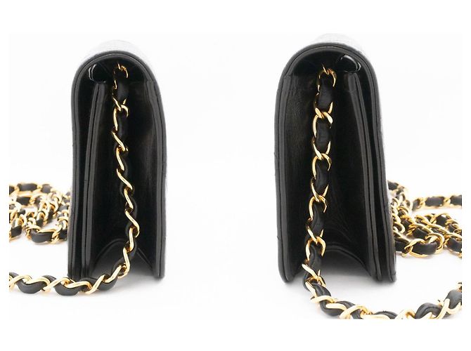 Chanel Vintage Mini en agneau matelassé à rabat complet Noir - vue 3