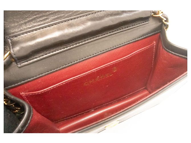 Chanel Vintage Mini en agneau matelassé à rabat complet Noir - vue 4