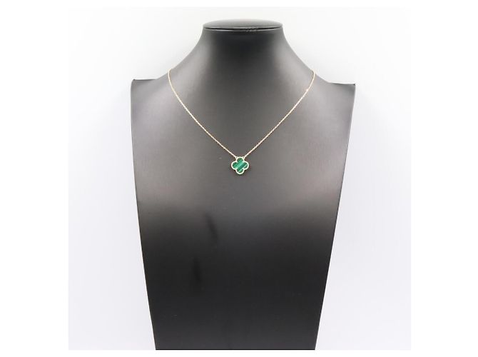 Collana Van Cleef & Arpels Vintage Alhambra Malachite D'oro Verde - vista 4