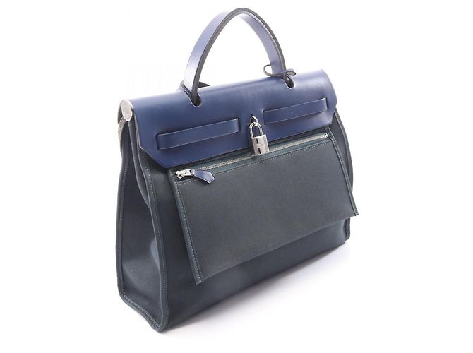 Hermès Herbag Zip PM Borsa a mano 2-Way Blu Verde - vista 2