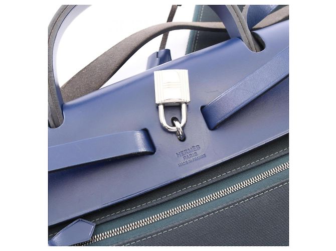 Hermès Herbag Zip PM Borsa a mano 2-Way Blu Verde - vista 8