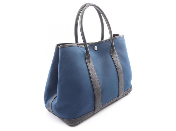 Hermès Borsa Tote Hermes Garden Party PM Nero Blu - vista 2