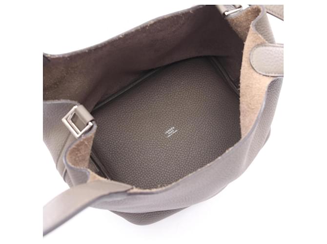 Hermès Borsa Hermes Picotin Lock MM Marrone Grigio - vista 3