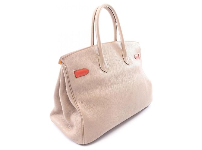 Hermès Borsa Hermes Birkin 35 Casaque Turtledove Grey Moutard Sanguine Beige Arancione Bordò - vista 2