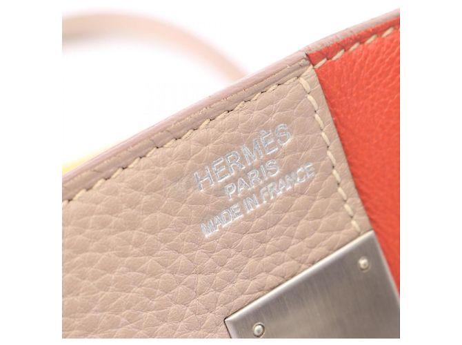 Hermès Borsa Hermes Birkin 35 Casaque Turtledove Grey Moutard Sanguine Beige Arancione Bordò - vista 4