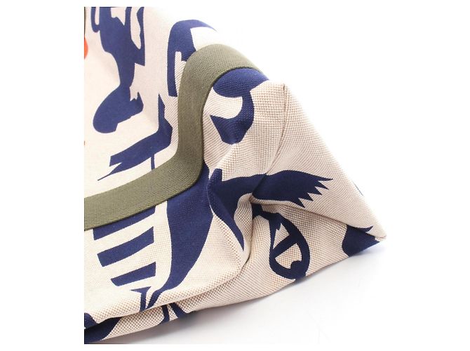 Hermès Beach Bag Pict de Plage Multicolore Beige Blu navy - vista 5