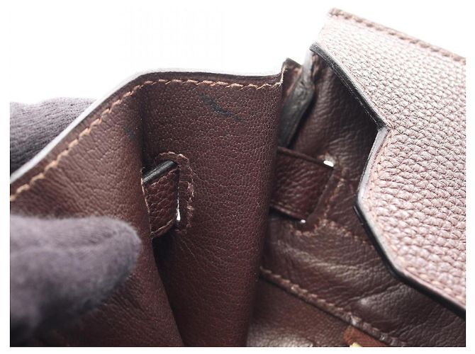 Hermès Borsa Hermes Birkin 30 in pelle Togo marrone - vista 17