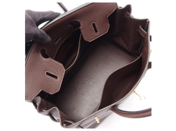 Hermès Borsa Hermes Birkin 30 in pelle Togo marrone - vista 3