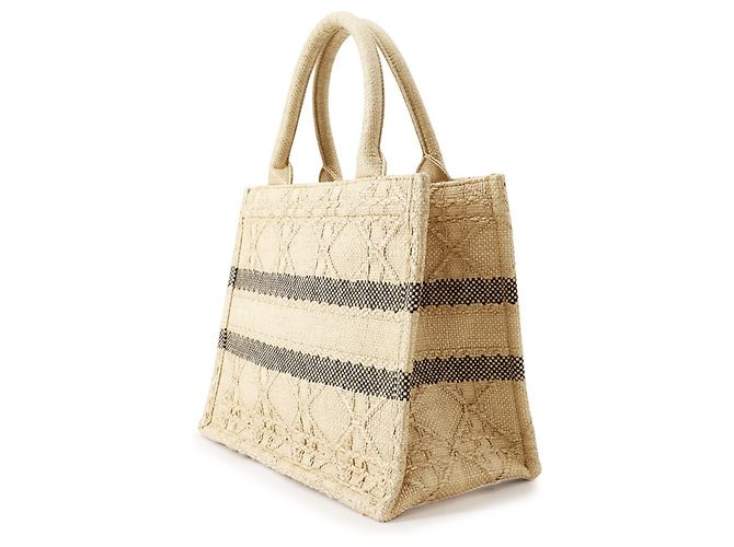 Christian Dior Cannage Book Tote Small Raffia Bag Beige - Ansicht 2