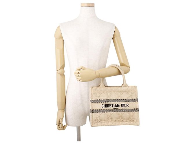 Christian Dior Cannage Book Tote Small Raffia Bag Beige - Ansicht 4