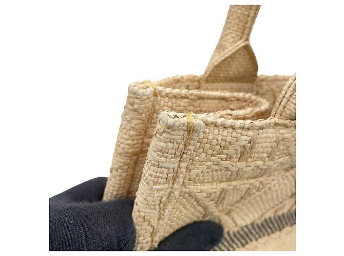 Christian Dior Cannage Book Tote Small Raffia Bag Beige - Ansicht 8