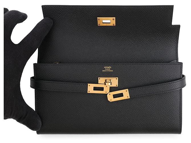 Hermès Portafoglio Hermes Kelly Long in pelle Epsom nera Nero - vista 4
